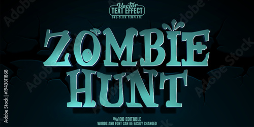Zombie editable text effect, customizable horror and undead 3d font style