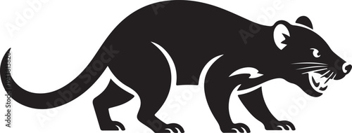 Aggressive Black Tasmanian Devil Silhouette Graphic Vector Illustration