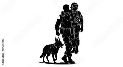 Military Rescue Operation: Soldier Carries Injured Comrade with K9 Unit Support