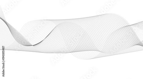 Stylized line art background. Vector illustration. Wave with lines created using blend tool. Curved wavy line, smooth stripe