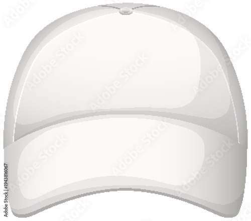 White Baseball Cap Vector Illustration Front View