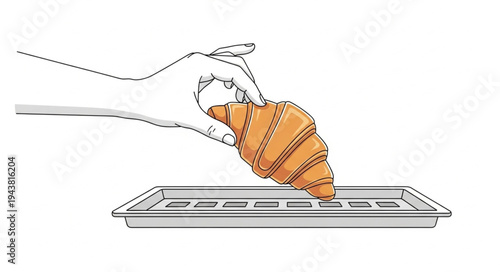 Hand holding golden brown croissant.