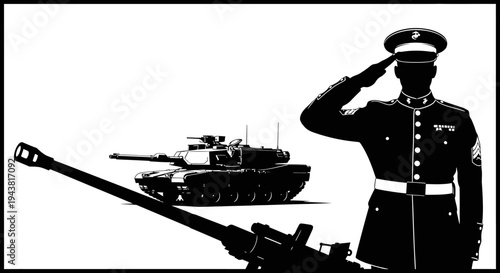 Military Salute: Soldier, Tank, and Artillery - Symbol of Service and Defense