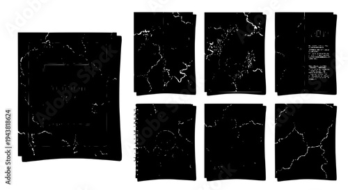 Notebooks black marble set with white veins and spiral binding featuring stationery, journals, paper with office