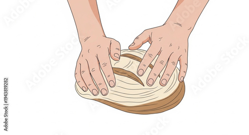 Hands Holding a Wedge of Cheese.