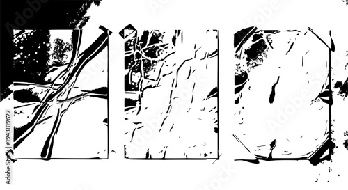 Panels abstract grunge with black and white textures and scratches featuring distressed, effect, artistic with design
