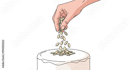 Hand pouring coffee beans.