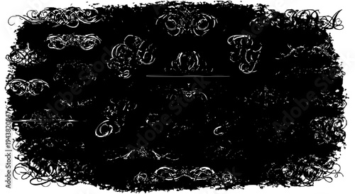 Brush stroke grunge texture with black background and white swirling patterns featuring abstract, artistic, design