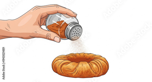 Hand sprinkling salt on donut.