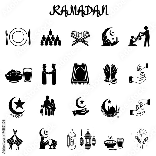 Set of icon islamic prayer - ramadan illustration
