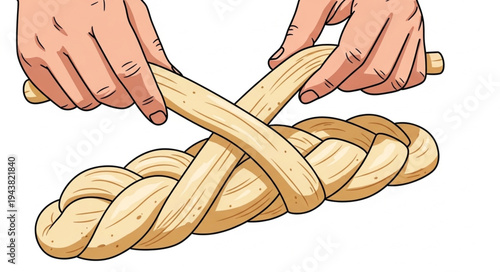 Hands Braiding Rope Closeup.