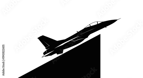 Silhouette of a Fighter Jet Ascending a Steep Ramp, Symbolizing Ambition and Success