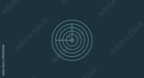 A minimalist illustration of a target symbol with concentric circles and a bullseye on a dark background