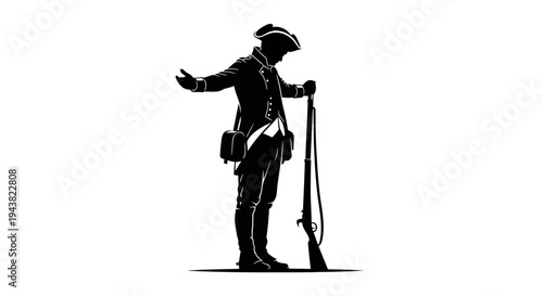 Silhouette of a Revolutionary War Soldier with Musket, Standing Proudly