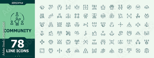 Set of Community line icon. Containing organization, team, social, unity, human and more. Outline icons collection. Organization icon set. Editable vector art.