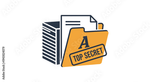 A confidential document labeled Top Secret is being held in a folder on a stack of files.