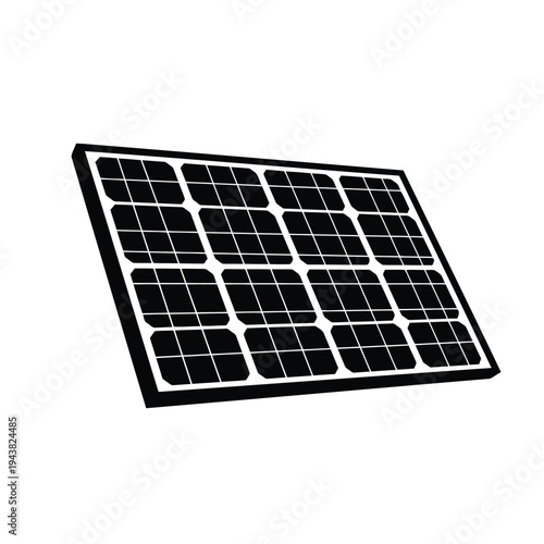 Rectangular solar panel with a grid of photovoltaic cells for renewable energy