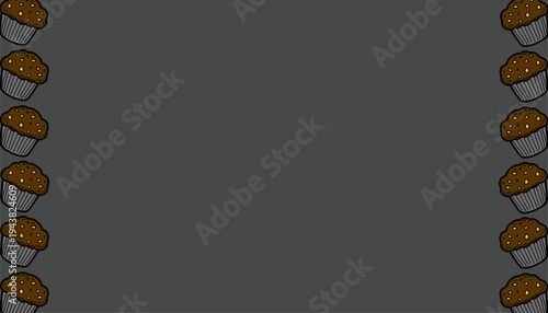 Muffin background pattern illustration. Cupcake outline repeat background. Handdrawn bakery texture design. Minimal baking line style. Pastry wrapping surface.