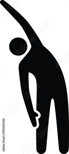 Side Bend Exercise Human Figure Silhouette Vector Illustration