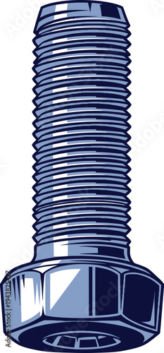 Metal Bolt Screw Hardware Detailed Vector Illustration