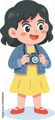 Girl Photographer Character Illustration 