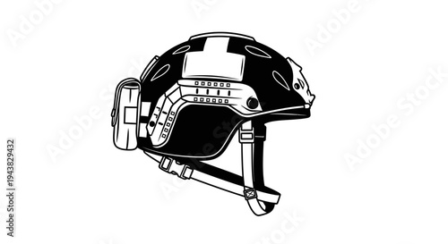 Tactical Helmet with Pouch, Military Headwear, Protective Gear, Combat Equipment