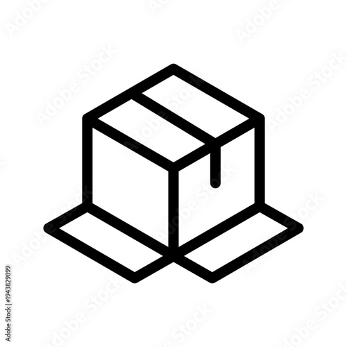 Minimal Open Box Icon for Unboxing, Package Delivery and Logistics Handling