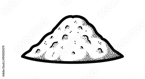 Simple black and white illustration of a pile of sand or granular material