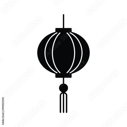 Simple black silhouette of a traditional asian hanging lantern