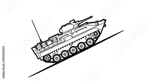 Armored Personnel Carrier Tank on a Slope - Military Vehicle Illustration