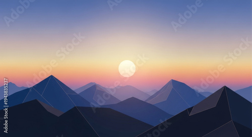 Sunrise Over Mountain Range with Colorful Sky.