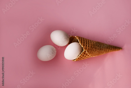 Wallpaper Mural Decorative eggs placed in waffle ice cream cup Torontodigital.ca