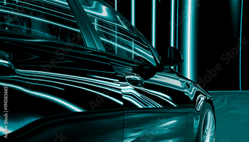 Wallpaper Mural Sport car driving through futuristic neon tunnel Torontodigital.ca