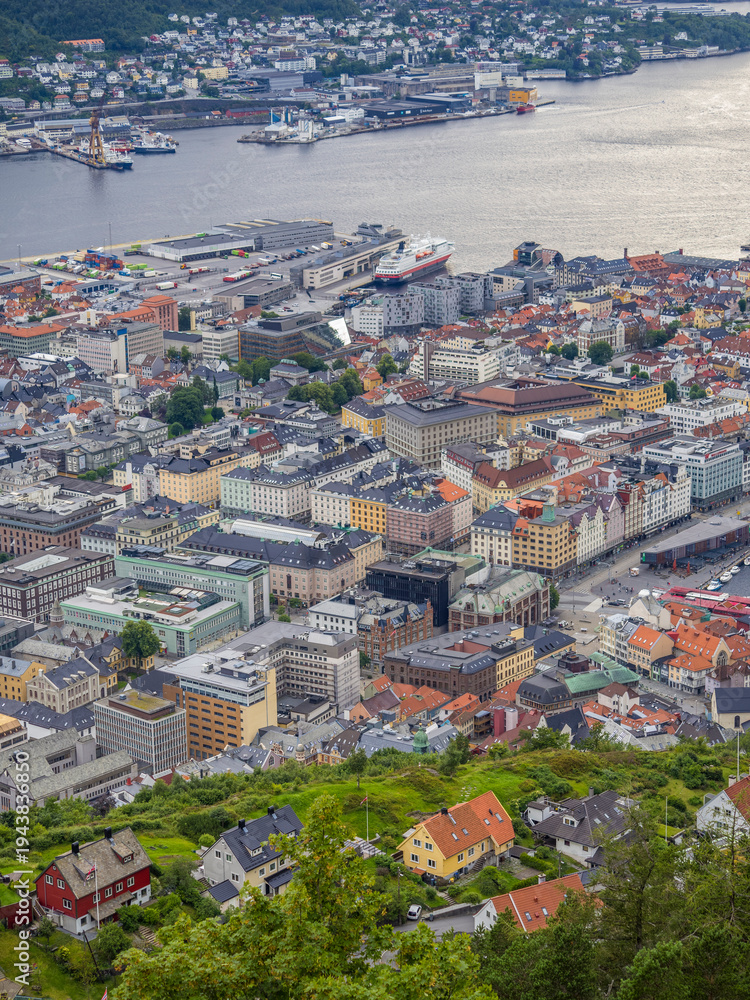 Obraz premium View from Hills, Bergen, Norway, Scandinavia, Europe.