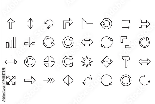 Arrows And Direction Navigation Outline Icons Featuring Rotate Refresh Expand And Movement Symbols