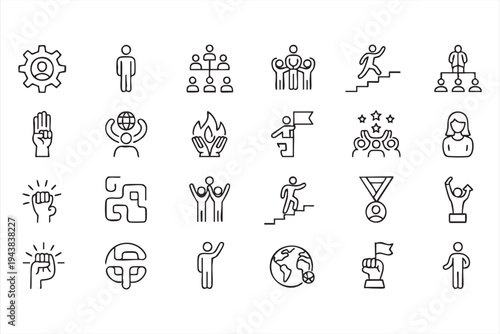 Teamwork And Leadership Icon Set Featuring Success Growth Strategy And Business Achievement Symbols