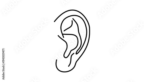 human ear , black isolated silhouette