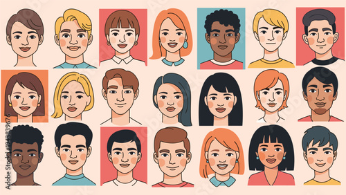 Large grid of diverse human faces representing different ethnicities, ages, and genders to promote global unity, inclusion, and diversity.
