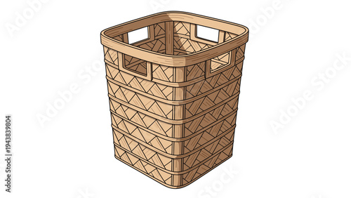 Durable woven laundry or storage basket with handles made of natural materials for eco-friendly home organization and bathroom decor projects.