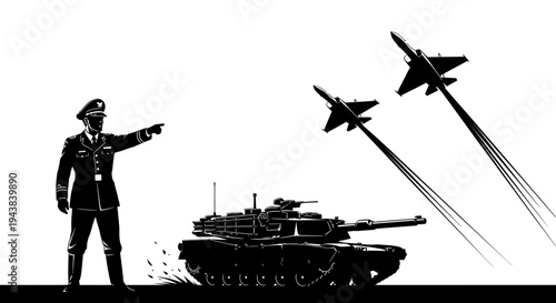 Military Commander Directs Tank and Fighter Jets in Strategic Operation