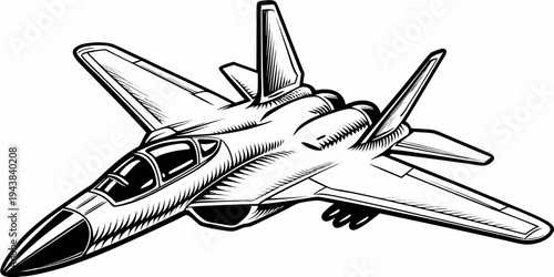 Military Tactical Transport Helicopter Side View Line Art Illustration