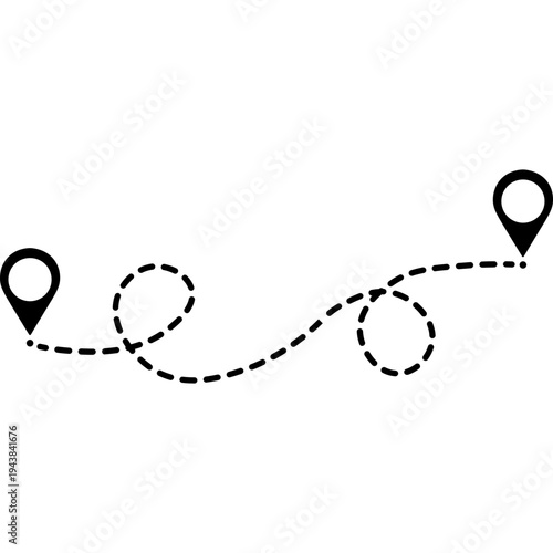 Journey's Course: a simple graphic illustrating the path between two key locations, evoking a sense of travel, progress, and the anticipation of arrival.