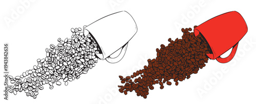 Coffee set graphic color isolated sketch illustration vector. Coffee beans in Hands. Art colorful design element