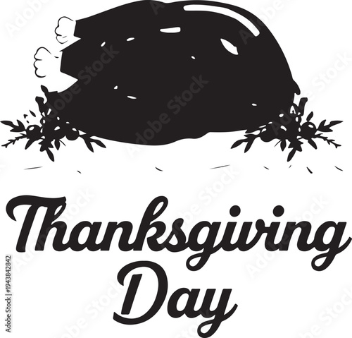 A festive illustration of a turkey with snowflakes for thanksgiving day celebration