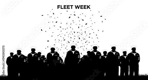 Fleet Week Celebration Silhouette with Confetti and Sailors