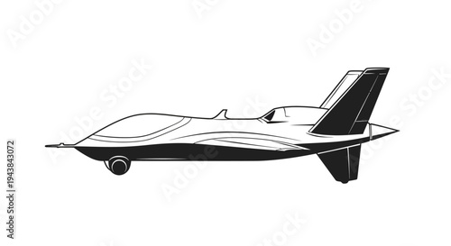 Futuristic Drone Aircraft Silhouette Vector Illustration
