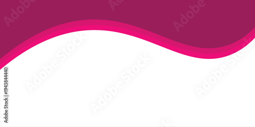 Curved pink and magenta wave background with white upper area for headline or logo; modern, minimal design ideal for banners, web headers, posters, beauty and marketing layouts.ilustration modern