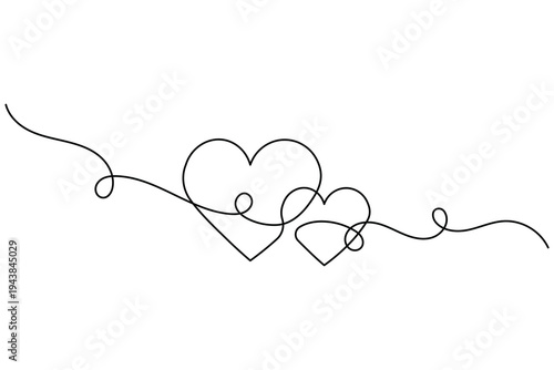 Love shape continuous one line drawing minimalist style isolate outline vector illustration