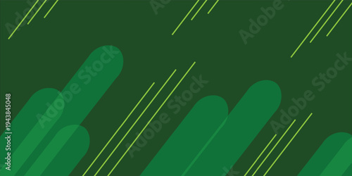 Abstract green diagonal background featuring rounded shapes and thin lines, ideal for modern design, eco and nature themes, web banners, presentations, branding, posters, and clean minimalist layouts.
