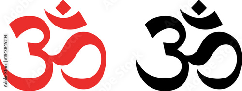 Om Hindu Symbol Spiritual Yoga Vector Icon Set